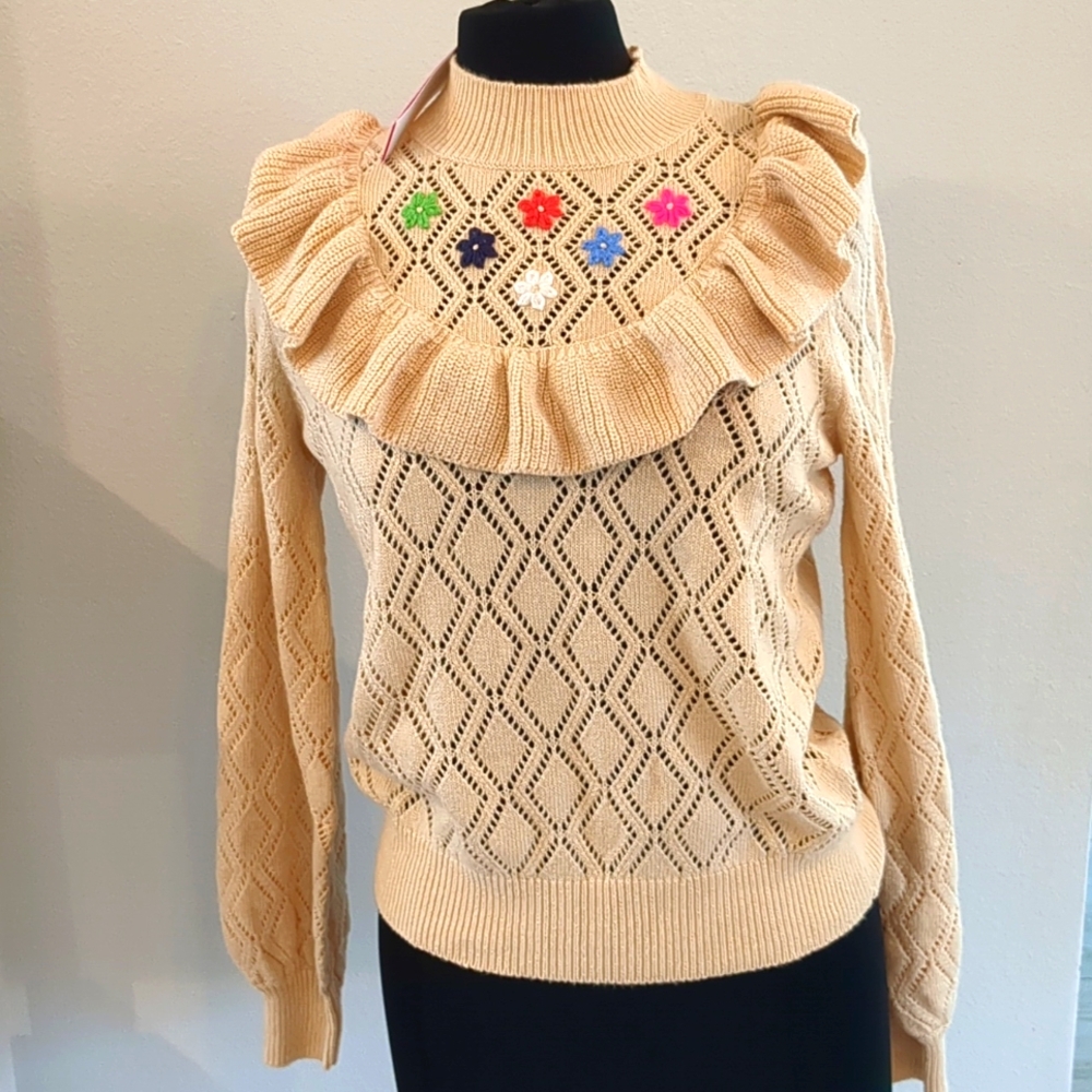 Lily Pulitzer flower knit ruffle sweater.